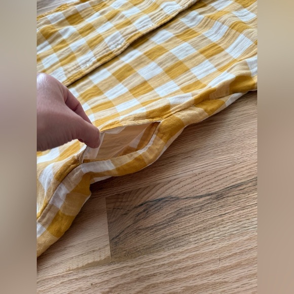 Pact 100% Organic Cotton Gauze Checkered Golden Yellow White Tunic Dress XS / S - Picture 9 of 12